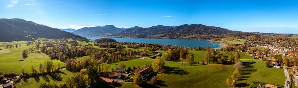 Tegernsee Aerial Fall Autumn Drone Panorama Bavarian Alps High Quality — Stock Photo, Image
