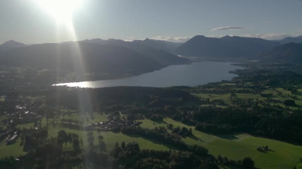 Lago Tegernsee Baviera Mau Avião Wiessee Panorama Montanhoso Imagens Alta — Vídeo de Stock