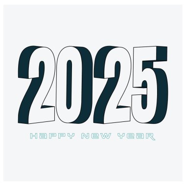 2025 Yeni Yıl Kutlama Şablonu için 2025 3d tipografi, gri renkte izole edilmiş, 2025 kart, takvim, davetiye vs. için 3d tasarım