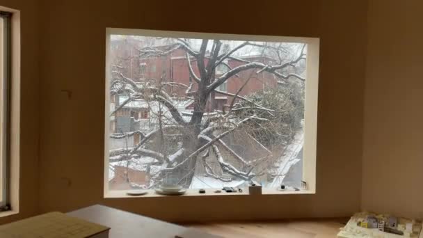 Winterfenster Der Stadt — Stockvideo