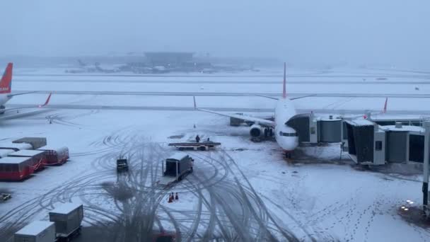 Flygplan Flygplatsen Vinterutsikt — Stockvideo