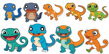 Kertenkele düz tasarımı, hayvan vektör tasarımı