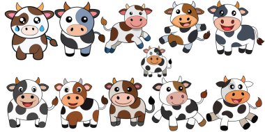 inek düz tasarımı, hayvan vektör tasarımı