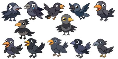 Karga düz tasarımı, hayvan vektör tasarımı