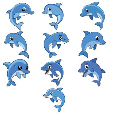 Yunuslar düz tasarım, hayvan vektör tasarımı