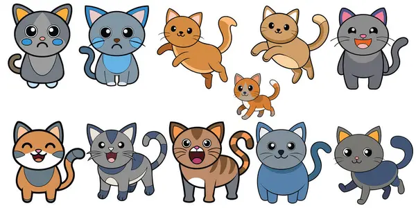 kedi yassı tasarım, hayvan vektör tasarımı