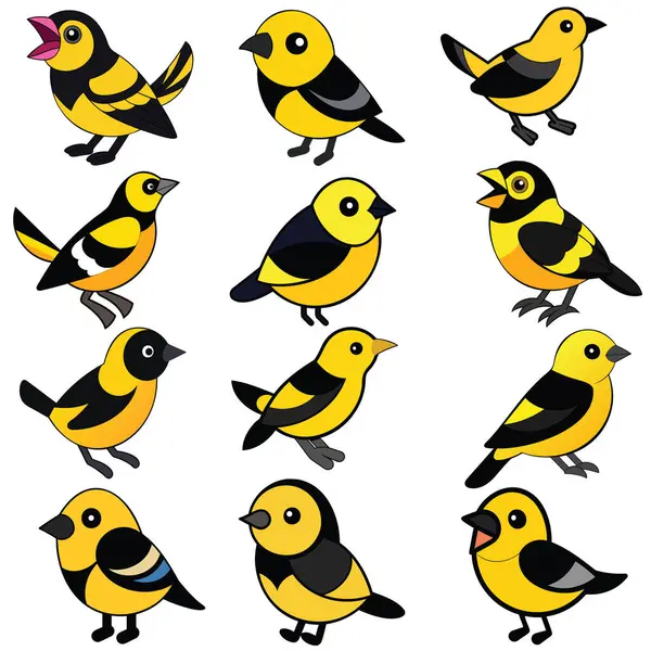Siyah ve Sarı Tanager düz tasarım, hayvan vektör tasarımı