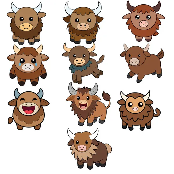 Yak yassı tasarım, hayvan vektör tasarımı