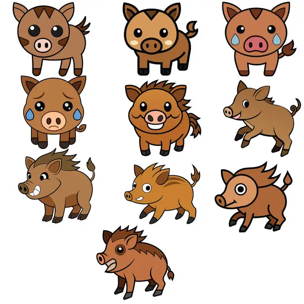 Ild Yaban domuzu yassı tasarımı, hayvan vektör tasarımı