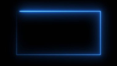 Siyah renk resimleme arka planında renkli neon soyut boş çerçeve.