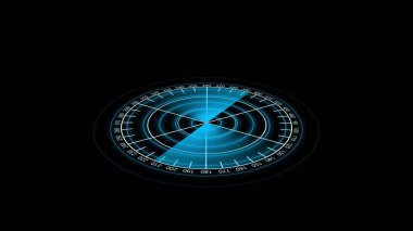 Digital technology radar screen on dark background HUD Interface design illustration background.