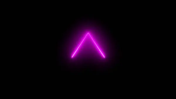 Neon light triangle frame on illustration black background.