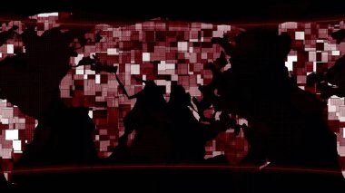 Gradient color digital technology Geometric shape pattern background in the world map motion graphics.