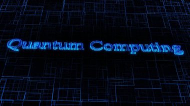 si-fi teknolojisi devre çizgisi parçacıkları örnekleme arkaplanı üzerinde kuantum Hesaplama metin kavramı.