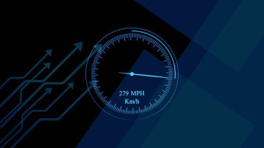 Yüksek teknoloji hız göstergesi ve hareket göstergesi, yarış hız sayacı illüstrasyon arka planı.