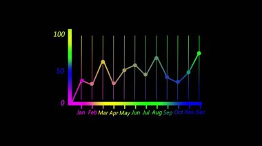 Abstract info graphic background with colorful line business graph on black background.