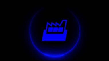 A neon sign Symbol abstract point glowing with blue light and black background.