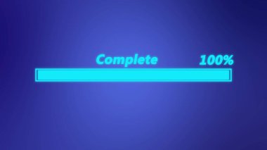 Digital technology neon abstract illustration loading bar on blue color background