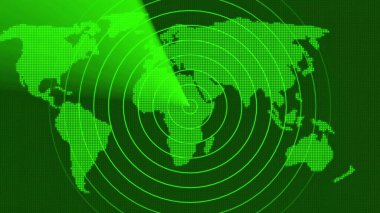 Technology device scanning world map find information illustration background.