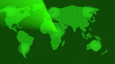 Technology device scanning world map find information illustration background.