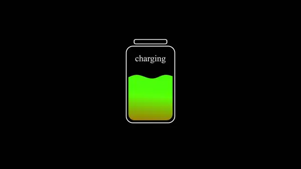 Liquid battery charging icon concept on black color illustration background.