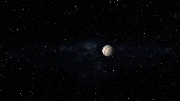 Planet Jupiter on black background with stars. Jupiter planet view form space.
