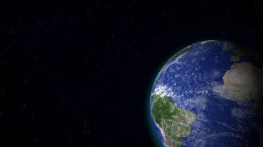 Dünya uzaydan görünüyor, Gündüzden Geceye yavaşça dönüyor. Görüntü Galaksisi .