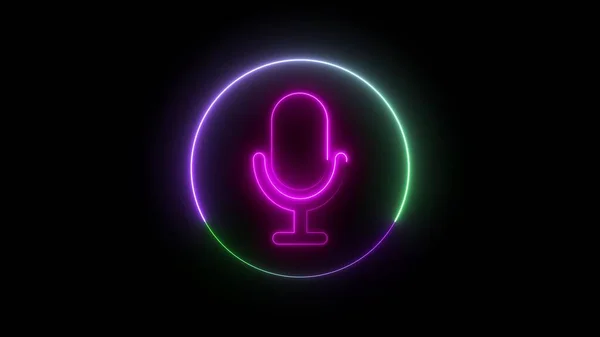 White color microphone icon on the counter. black color background.