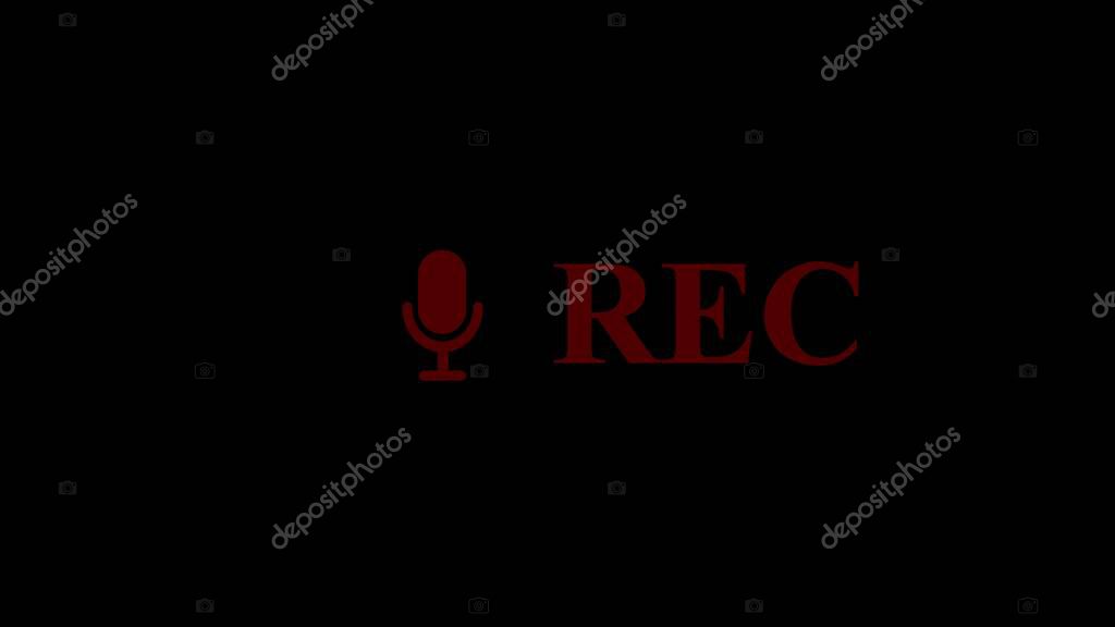 Illustration the REC icon. Audio and video recording concept. black background.