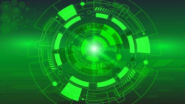 Glowing green color digital hud element on black background. abstract digital technology data concept