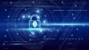 Smart technology security system of padlock lockup icon illustration background.