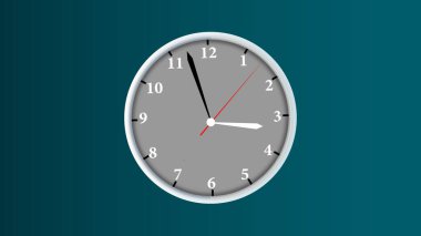 Digital round clock isolated first spent time on colorful illustration background.