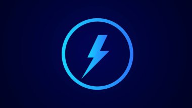 High-voltage electric power icon. cyan color power icon on dark background.