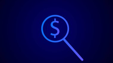 Dolar simgesi logoti arka planında büyüteç.