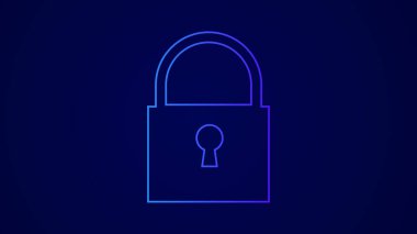 Güvenlik sistemi siber kilit ikonu. Dijital veri koruması siber güvenlik asma kilit resimleme arkaplanı.