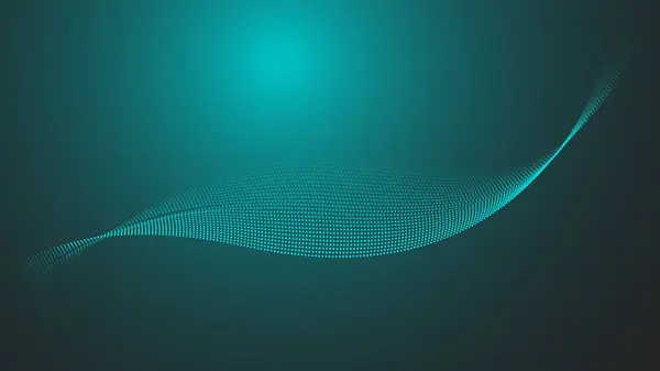 Cyan renk parçacıkları dalga çizgi soyut arkaplan.
