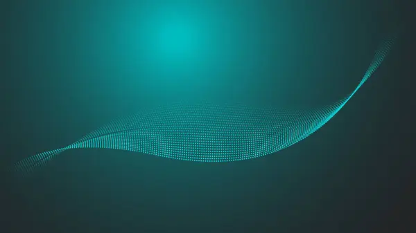 Cyan Color Particles Wave Line Abstract Background Stockfoto