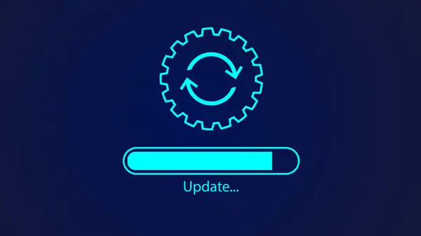 Abstract Gear Wheel Digital Technology Loading Bar Isolated Blue Color Stockfoto