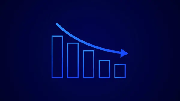 Isolated Business Loss Falling Graphs Icon High Tech Stylish Glowing Stockfoto