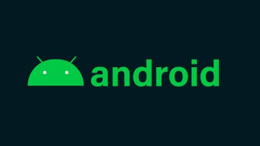 Parlayan Android sistem aygıtı logosu tasarım resimleme arkaplanı.