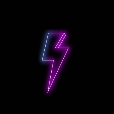 Yüksek voltajlı elektrik güç ikonu. Karanlık resimleme arka planında renkli güç simgesi.