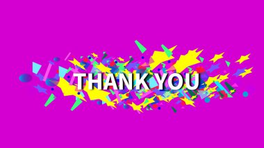 Renkli tasarım illüstrasyon arka planında HURRAH metni üzerinde soyut renksiz konfeti.