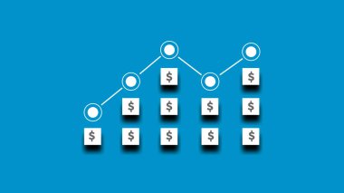 Yüksek eğilim çizelgesi, bar tablosu ve hisse senedi numaralarıyla soyut iş grafiği