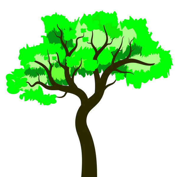 A beautiful tree in green color. abstract tree design illustration background.