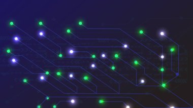 colorful circuit board pattern internet connection technology illustration background.
