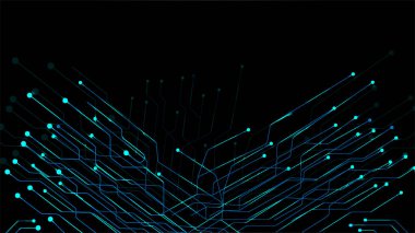 Digital technology HUD element communication Blue background with technological elements.