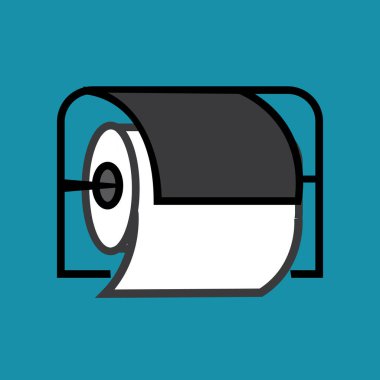Cyan renk arkaplanda tuvalet kağıdı rulo simgesi izole.