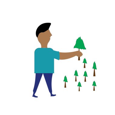 İnsan pantalonu karada el ele tutuşur. Yeşil ağaç dikmek için insan..