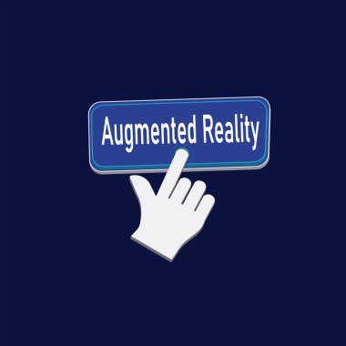 Artırılmış gerçeklik düğmesi tasarımına tıklayın, Parmak düğmesine basın simge resmetme arkaplanı.