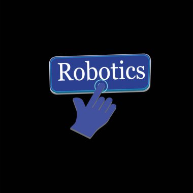 Dikdörtgen Robotik düğme tasarımı, Parmak düğmesine basma simge resimleme arkaplanı.